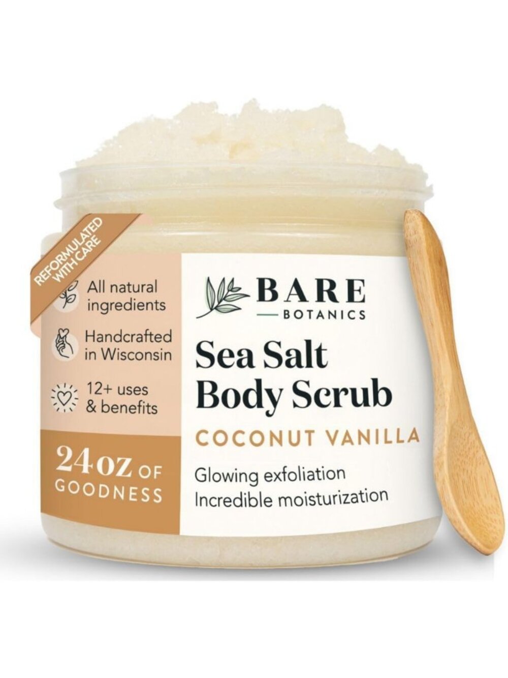 Coconut Vanilla Body Scrub 24oz | All-Natural Exfoliator & Moisturizer | Vegan
